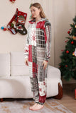 Grey Red One Piece Snowflake Printed Matching Family Pajamas