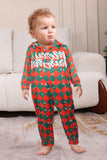 Green Red One Piece Snowflake Printed Plaid Matching Family Pajamas