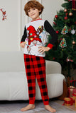Black Red Long Sleeve Plaid Pants Christmas Pajamas Set