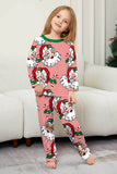 Red Striped Long Sleeve Printed Christmas Pajamas Set