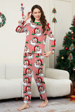 Red Striped Long Sleeve Printed Christmas Pajamas Set