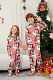 Red Striped Long Sleeve Printed Christmas Pajamas Set