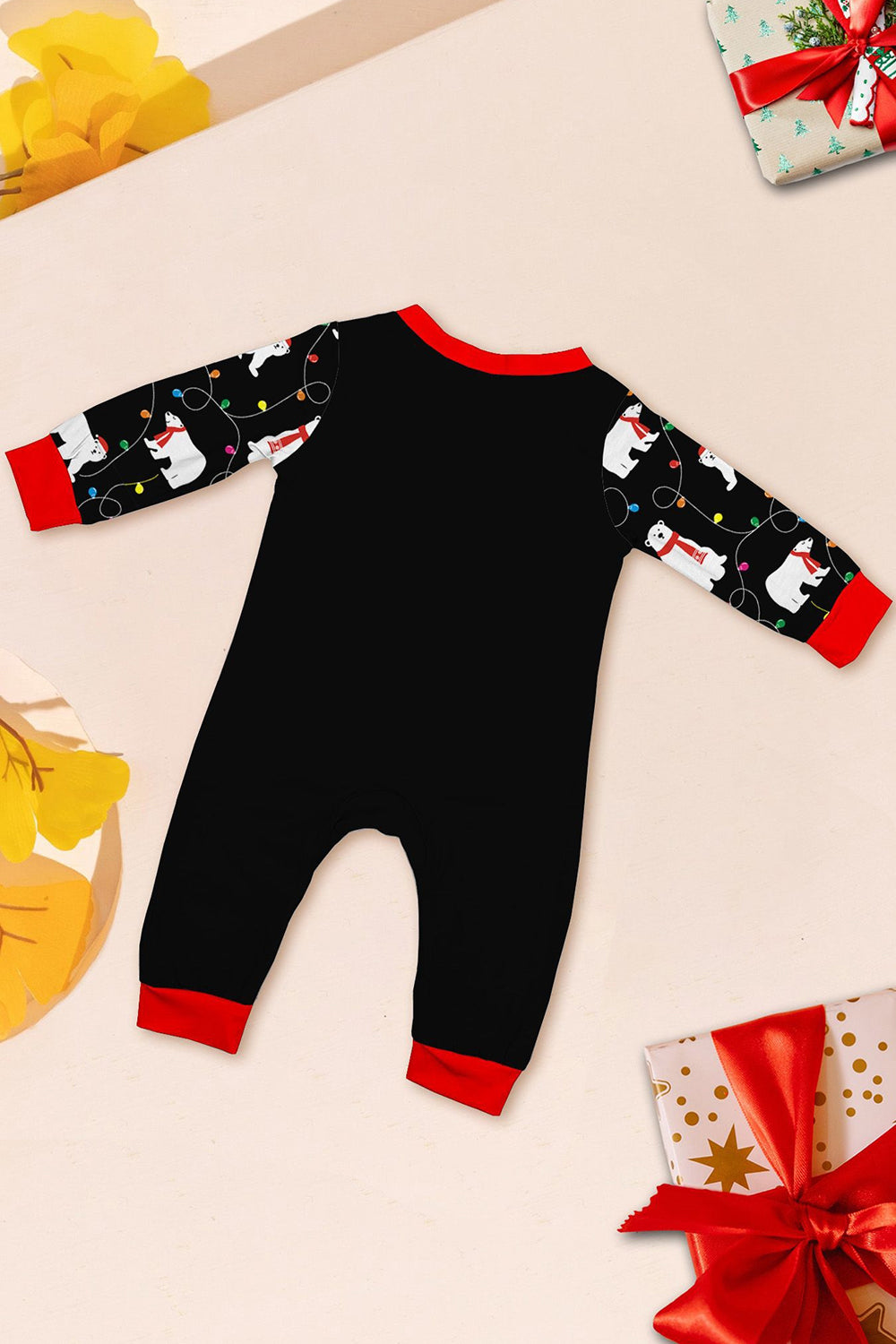 Black Long Sleeve Pear Pattern Matching Family Pajamas