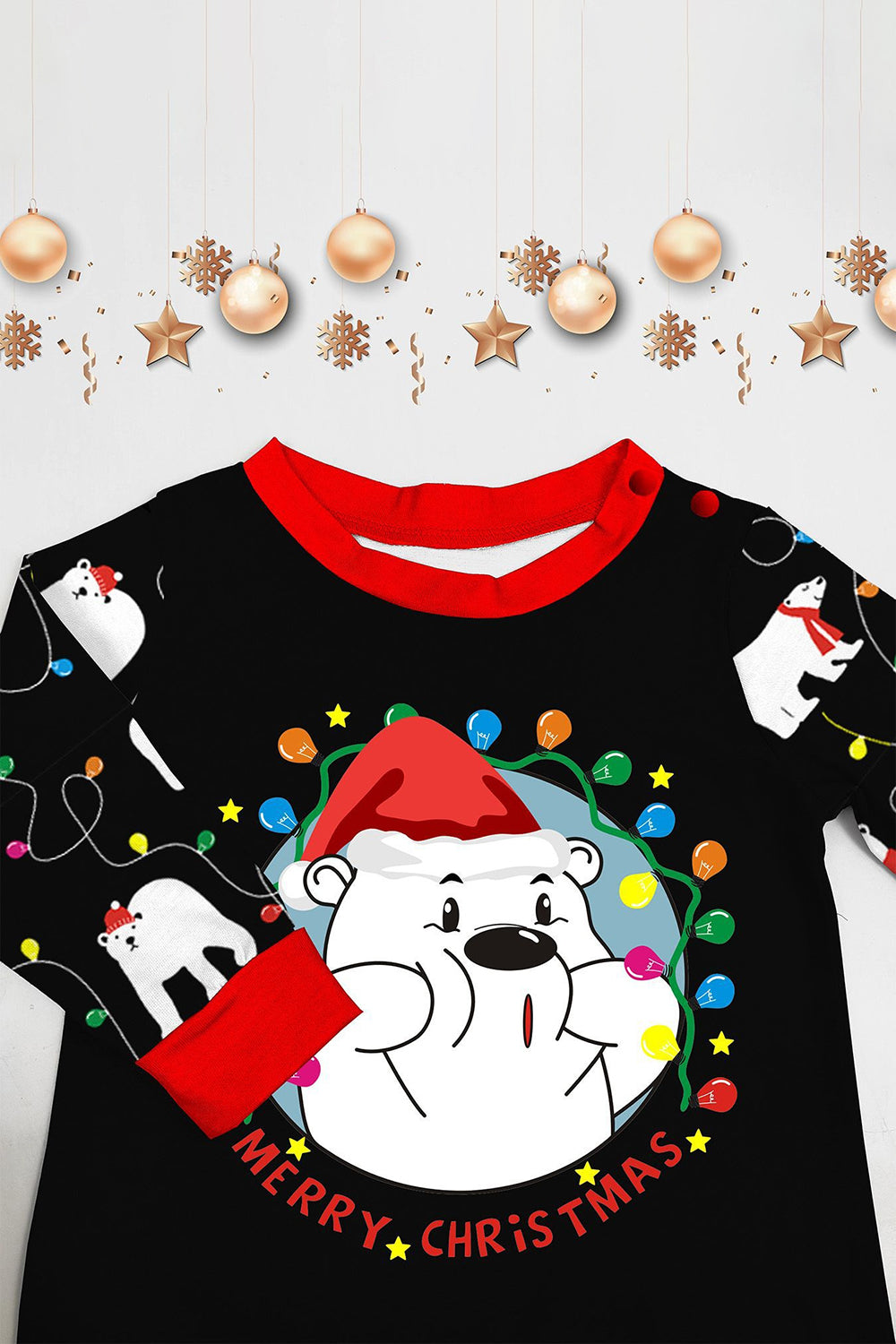 Black Long Sleeve Pear Pattern Matching Family Pajamas