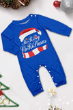 Blue Printed Long Sleeve Christmas Pajamas Set