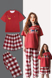 Red Dog Printed Short Sleeve Matching Family Pajamas