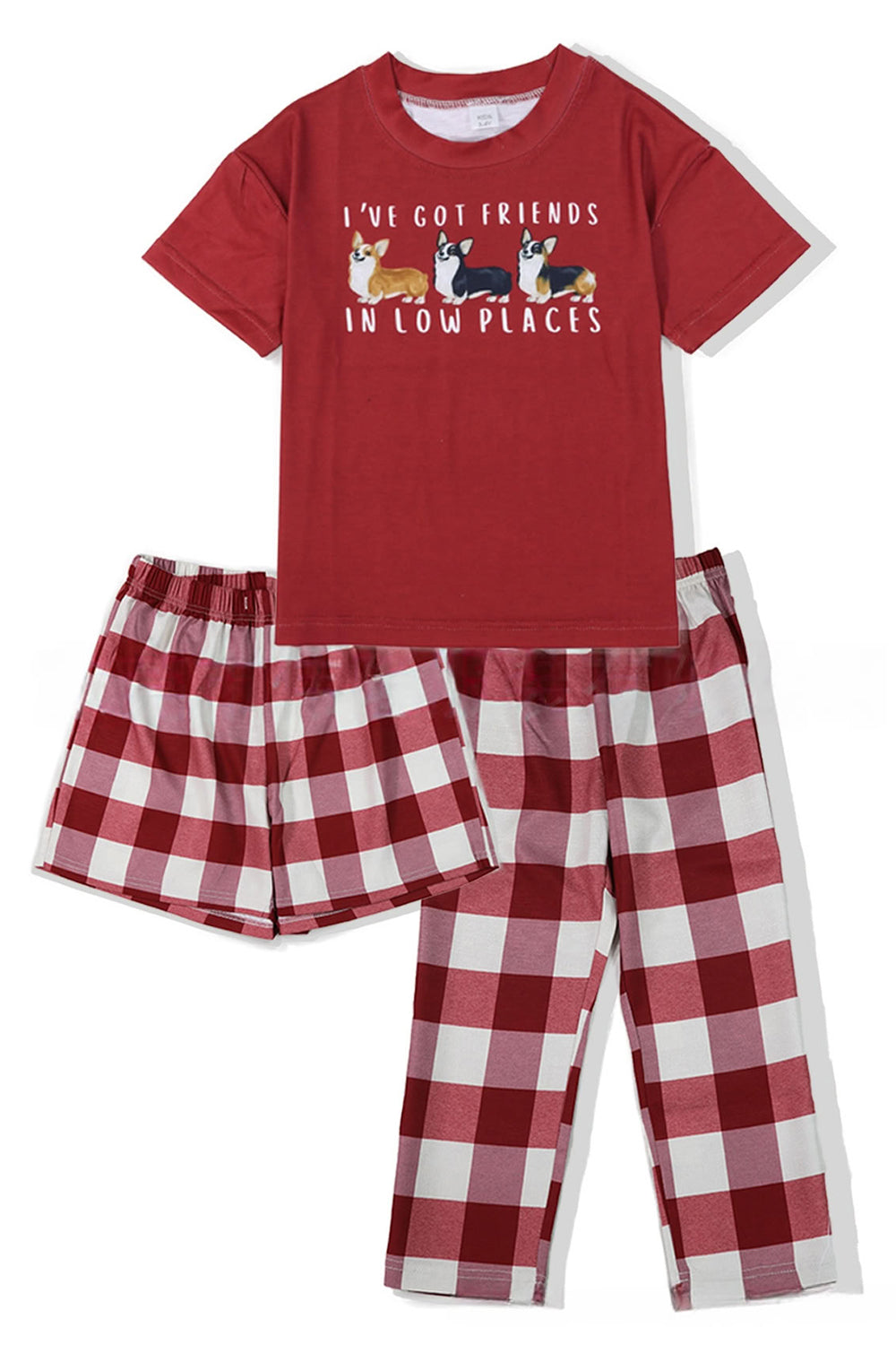 Red Dog Printed Short Sleeve Matching Family Pajamas