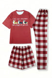Red Dog Printed Short Sleeve Matching Family Pajamas