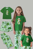 Green Frog Printed Short Sleeve Matching Family Pajamas