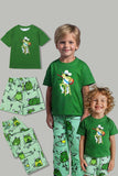 Green Frog Printed Short Sleeve Matching Family Pajamas
