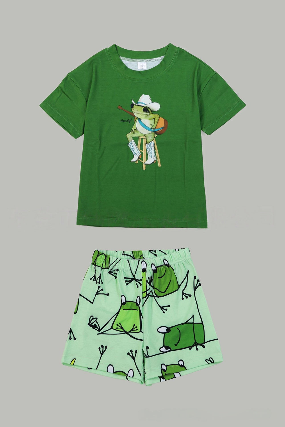 Green Frog Printed Short Sleeve Matching Family Pajamas