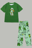 Green Frog Printed Short Sleeve Matching Family Pajamas