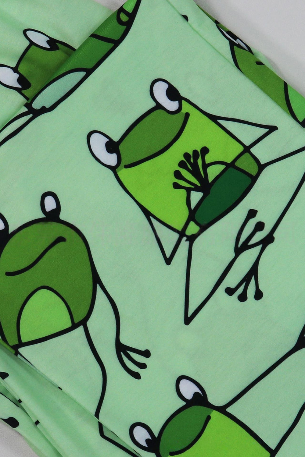 Green Frog Printed Short Sleeve Matching Family Pajamas
