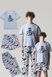 Grey Printed Short Sleeve Matching Family Pajamas