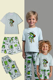 Light Green Cute Animal Print Short Sleeve Matching Family Pajamas