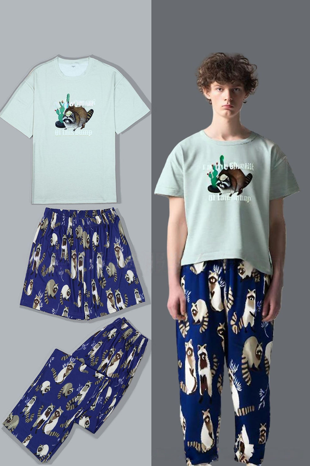 Light Green Animal Printed Matching Family Pajamas