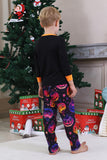 Black Printed Long Sleeve Family Halloween Pajamas