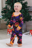 Black Printed Long Sleeve Family Halloween Pajamas