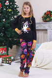 Black Printed Long Sleeve Family Halloween Pajamas