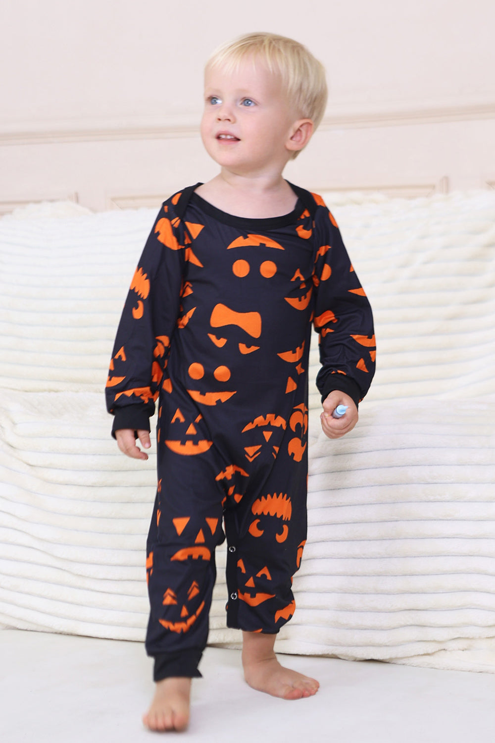 Navy Printed Long Sleeve Family Halloween Pajamas