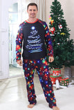 Navy Lights Tree Print Family Matching Christmas Pajamas Sets