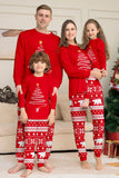 Red Print Tree Long Sleeve Christmas Family Matching Pajamas