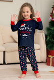 Navy Merry Christmas Print Family Matching Pajamas Set