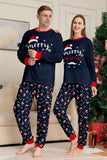 Navy Merry Christmas Print Family Matching Pajamas Set