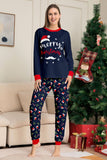 Navy Merry Christmas Print Family Matching Pajamas Set