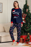 Navy Merry Christmas Print Family Matching Pajamas Set