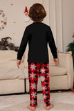 Black Red Reindeer Snowflake Print Christmas Family Matching Pajamas Set