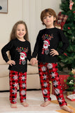 Black Red Reindeer Snowflake Print Christmas Family Matching Pajamas Set