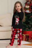 Black Red Reindeer Snowflake Print Christmas Family Matching Pajamas Set