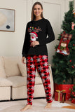Black Red Reindeer Snowflake Print Christmas Family Matching Pajamas Set