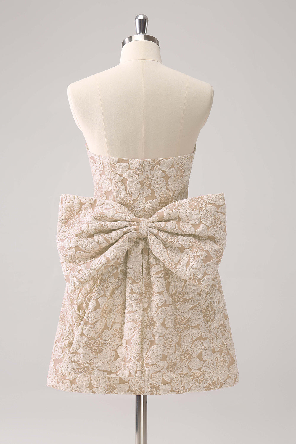 Fuchsia A Line Floral Strapless Short Homecoming Dress With Bow