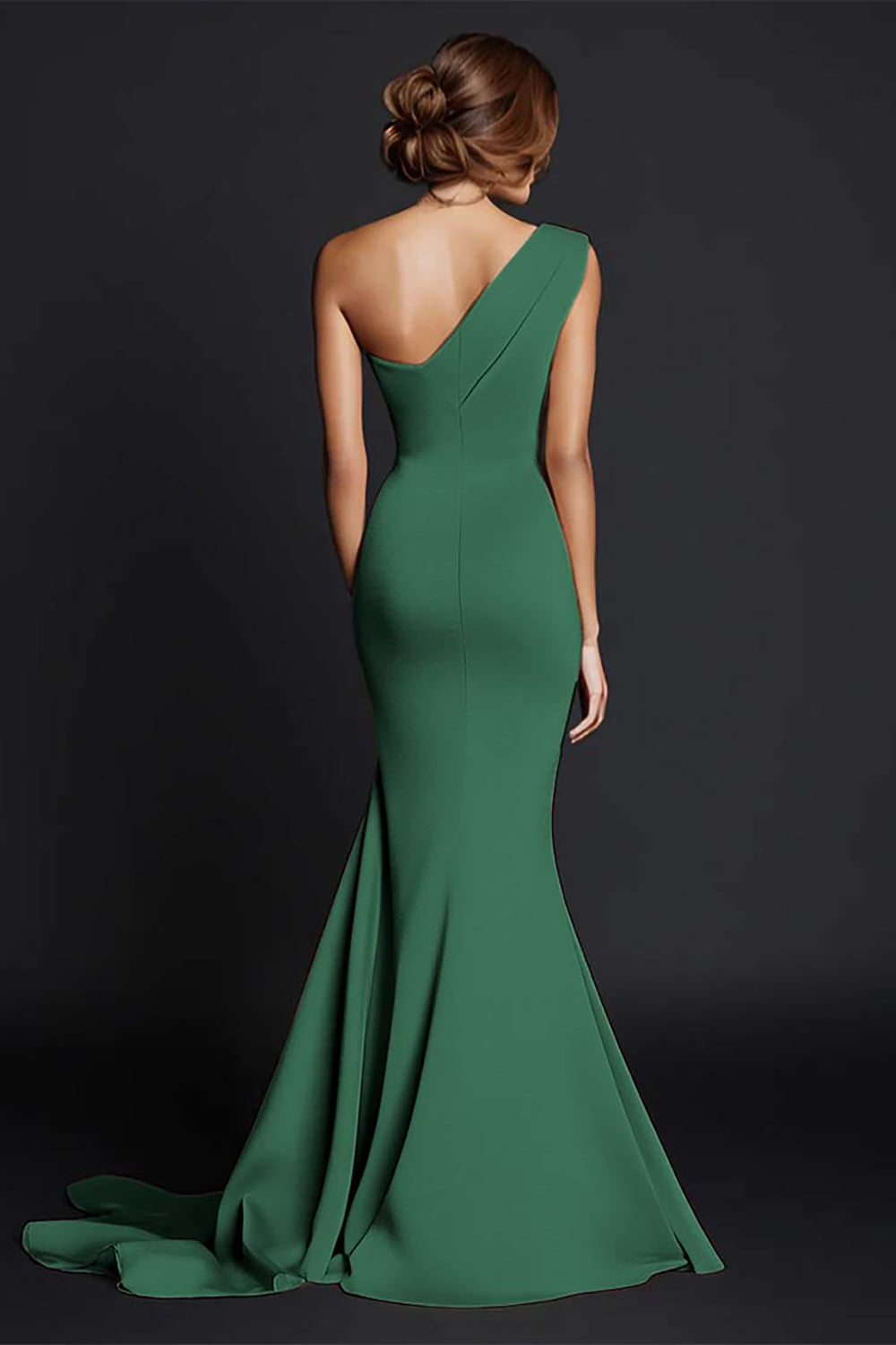 Khaki Mermaid One Shoulder Long Formal Dress