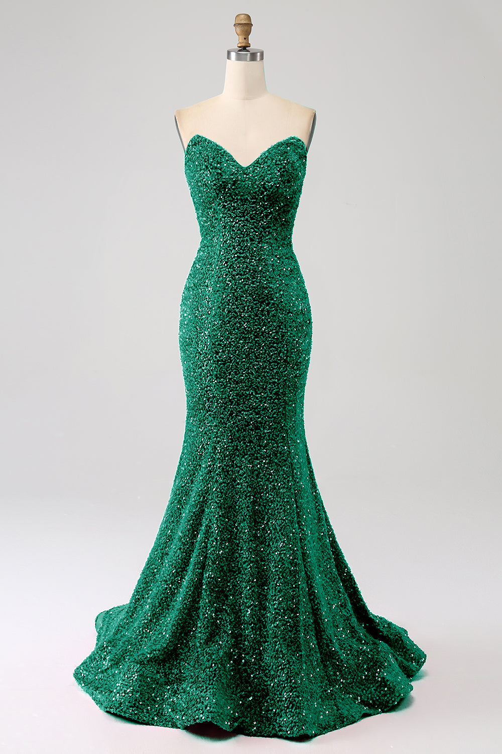 Fuchsia Sweetheart Neck Sequined Mermaid Prom Dress With Sweep Train