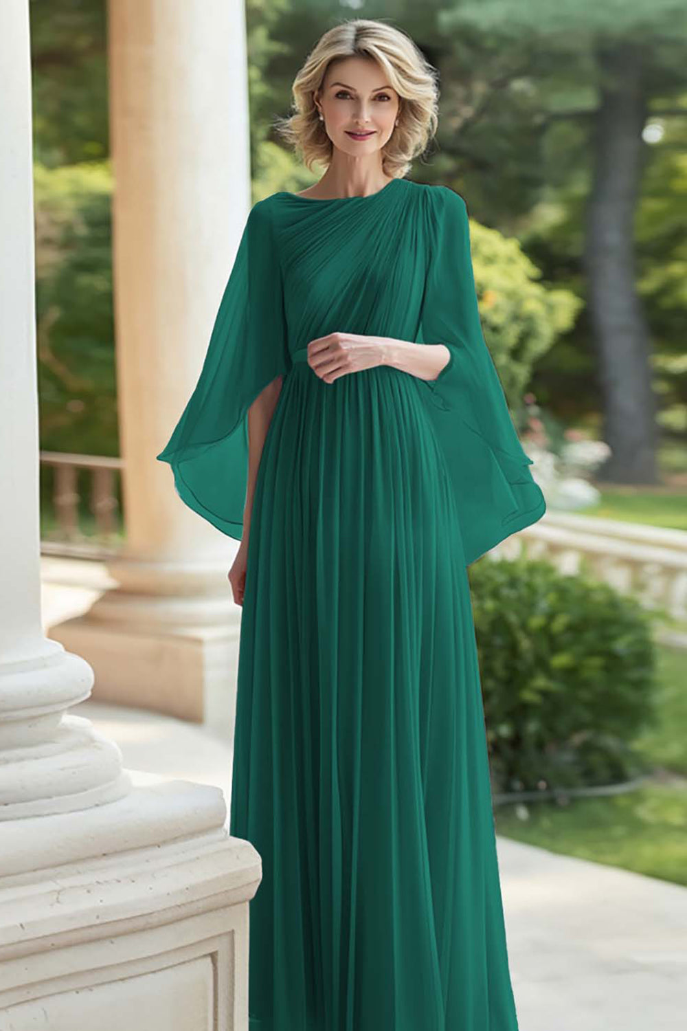 Pleated Lilac A Line Chiffon Mother of the Bride Dress