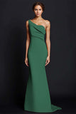 Khaki Mermaid One Shoulder Long Formal Dress