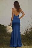 Light yellow Halter Mermaid Satin Bridesmaid Dress