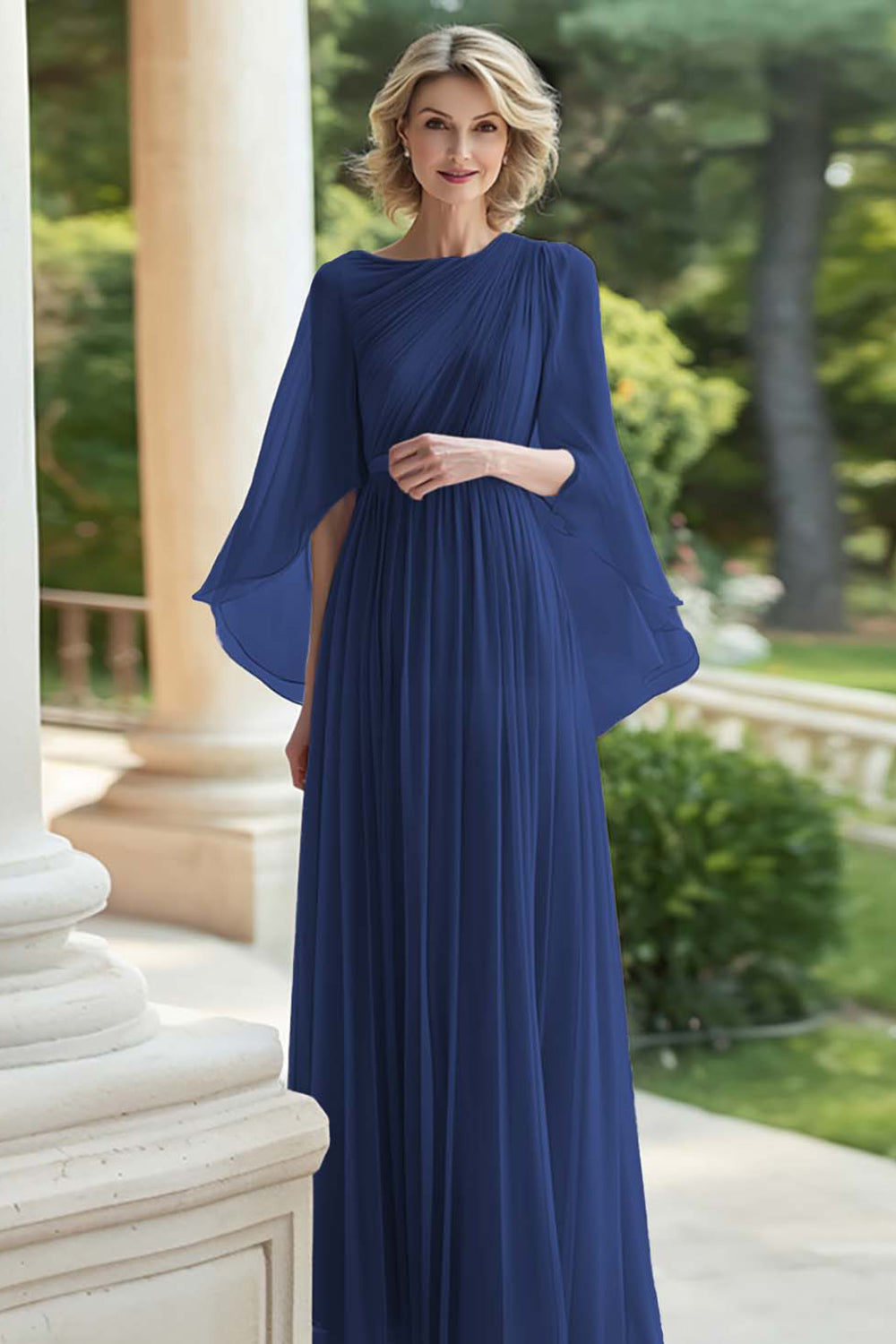 Pleated Lilac A Line Chiffon Mother of the Bride Dress