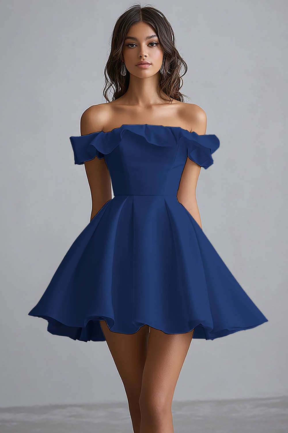 Off The Shoulder A Line Mini White Graduation Dress