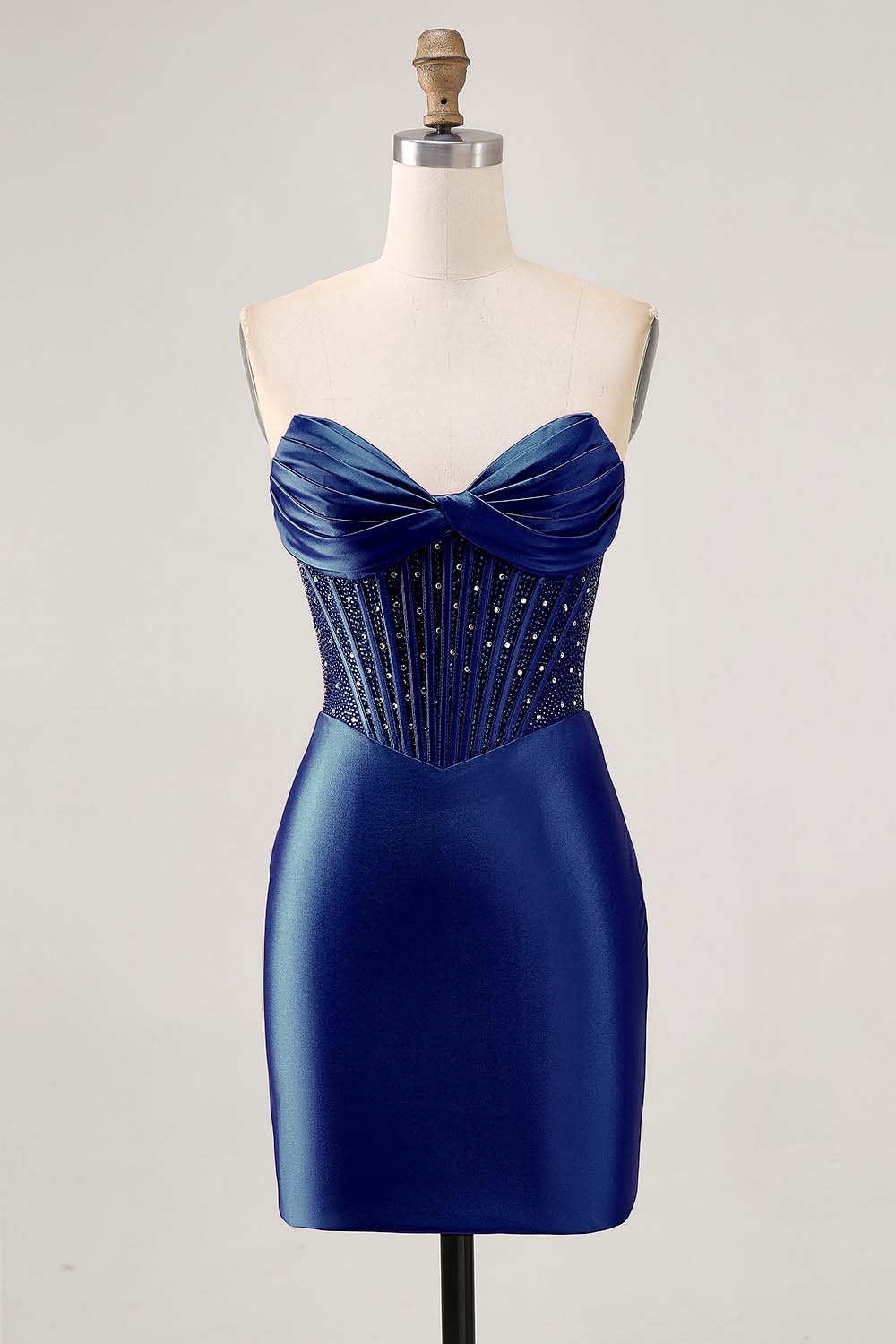Sparkly Fuchsia Corset Tight Satin Short Prom Dress