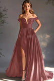 Black Off The Shoulder A Line Chiffon Prom Dress