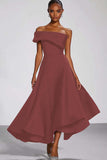 One Shoulder Navy Satin Formal Dress