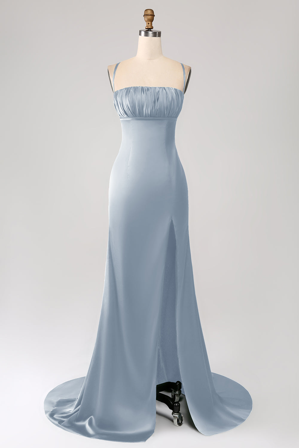 Dark Green Mermaid Spaghetti Straps Satin Prom Dress