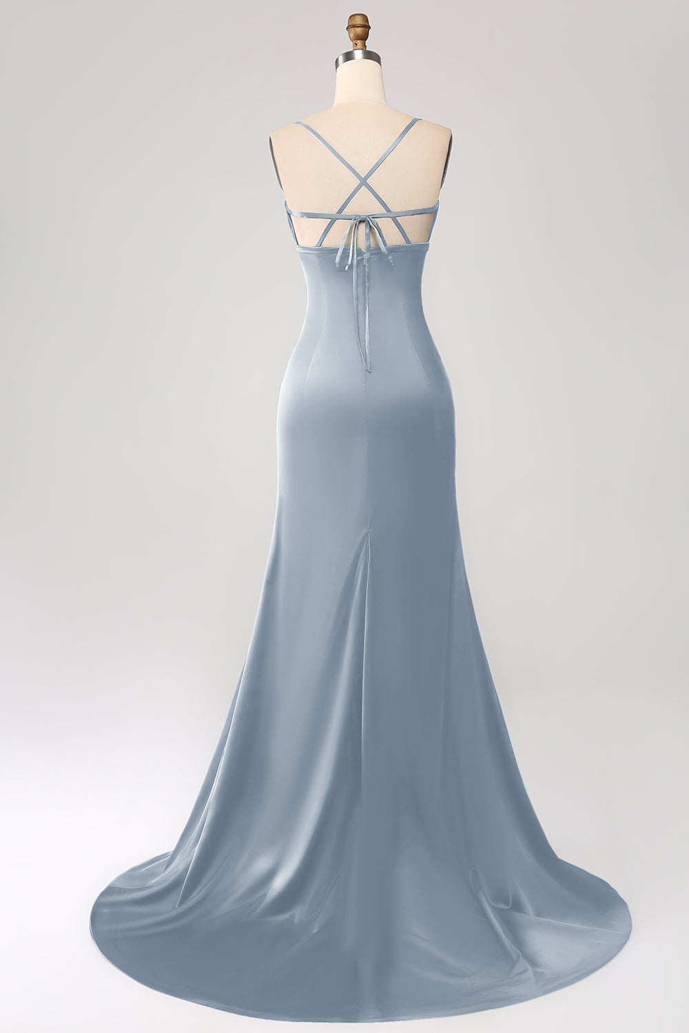 Dark Green Mermaid Spaghetti Straps Satin Prom Dress