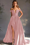 Black Off The Shoulder A Line Chiffon Prom Dress