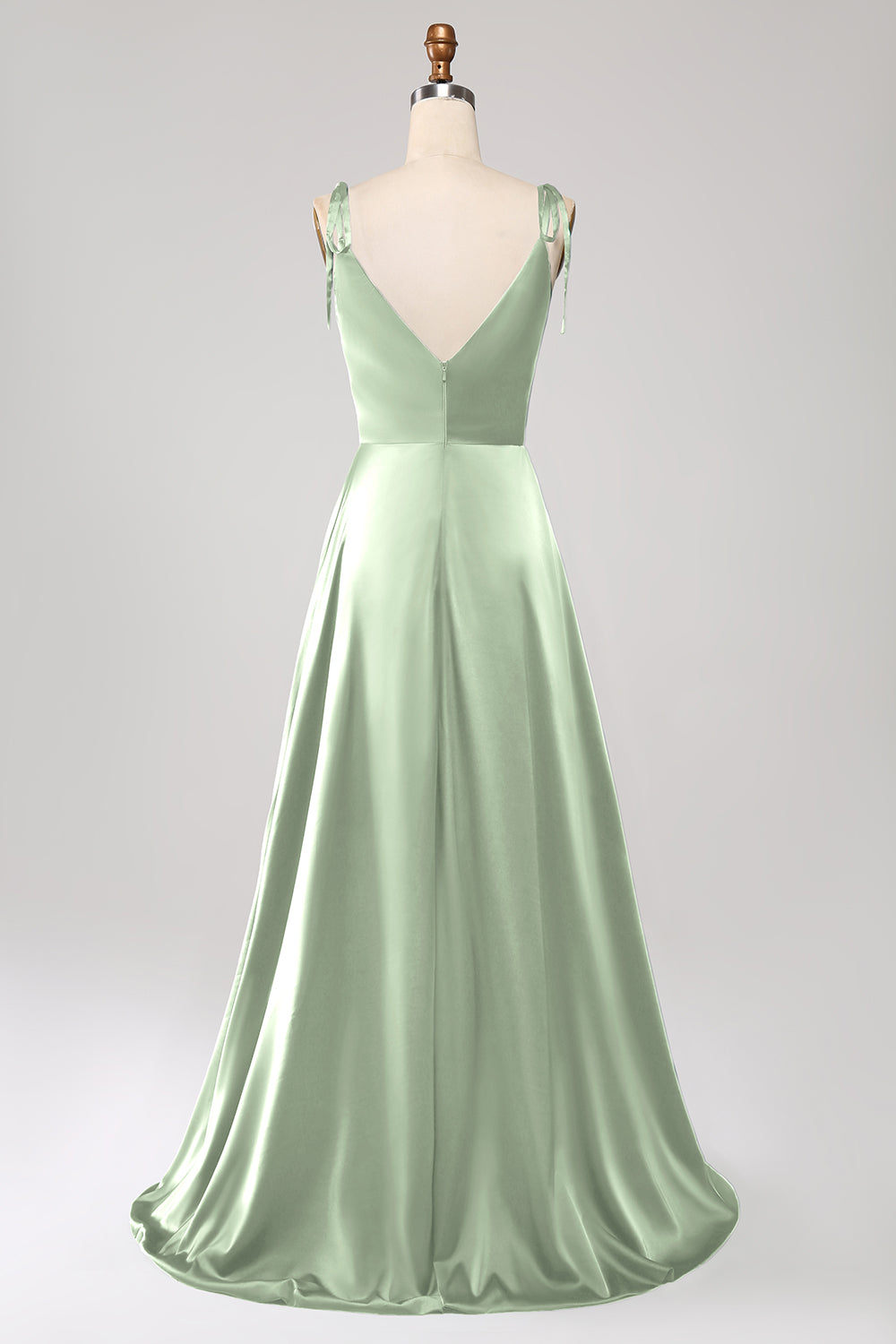 Simple Dark Green Spaghetti Straps Ruched Prom Dress with Slit