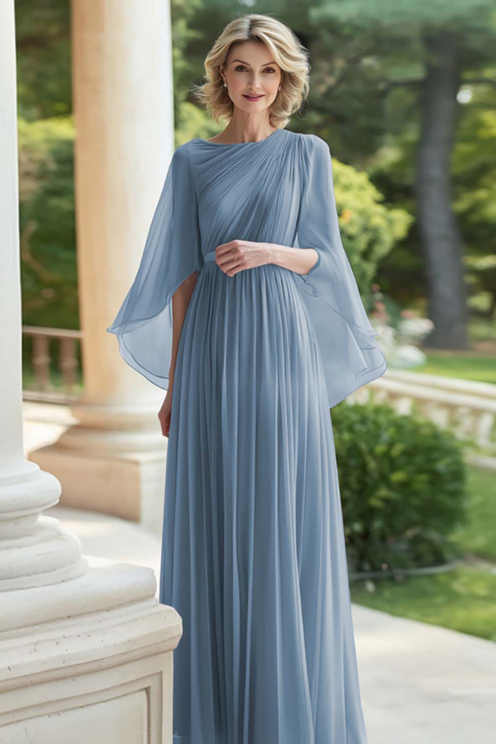 Pleated Lilac A Line Chiffon Mother of the Bride Dress